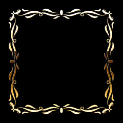 Vector luxury golden frame. Ornamental shiny gold decorative design element.