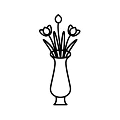 Black line icon for Flower Vase Icon