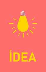 Light bulb icon vector.
Burning light bulb illuminates idea lettering.
new idea, thought idea concept.
