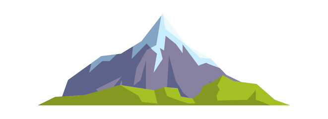 Snow covered mountain with vegetation Natural Landscape. Vector illustration