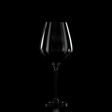 Empty wine glass with black background. 3d render illustration