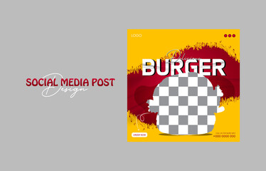 Special Fast food menu banner template design, social media post or web banner template design and Fresh burger online sale promotion flyer or poster 