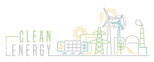 Naklejka premium Clean renewable energy concept. Editable vector illustration.