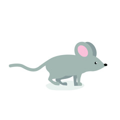 Gray mouse stands on its paws