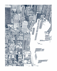 Skyscraper City Seamless, hand drawing line illustration.