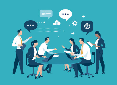 Business meeting. Teamwork and communication concept. Vector illustration.