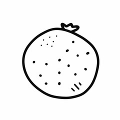 Doodle outline orange. Hand-drawn citrus isolated on white background. Delicious fruit is a symbol of summer, wholesome nutrition, natural food. Ingredient for drinks, juice, menu. Vector illustration