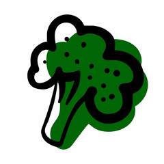 Doodle broccoli. Green broccoli isolated on white background. Hand-drawn fresh vegetables. The symbol of healthy eat, wholesome food, eco nutrition, gardening, vegetarian menu. Vector illustration