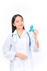 portrait asian female doctor with stethoscope in uniform,