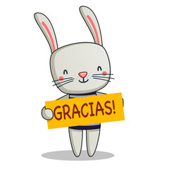 cute bunny thanks ( inscription in spanish 