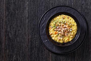Finnish split pea soup Hernekeitto with pork meat