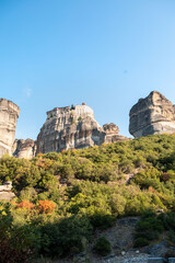 travel landmark meteora monastery on the top of thessaly mountains