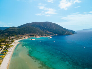 aerial view of vasiliki beach windsurfing Lefkada island Greece