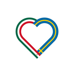 unity concept. heart ribbon icon of mexico and sweden flags. vector illustration isolated on white background