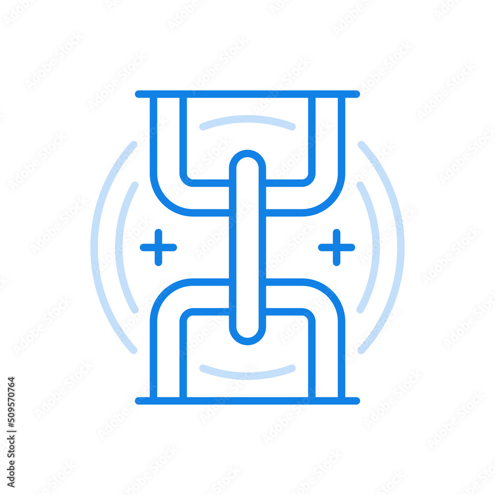 Poster strengthening workflow vector line icon. linked chain links.