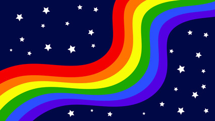 LGBT flag rainbow on a blue background and white stars ,vector illustration