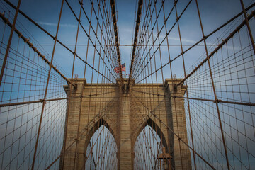 détail du Pont de Brooklyn à New York aux USA 