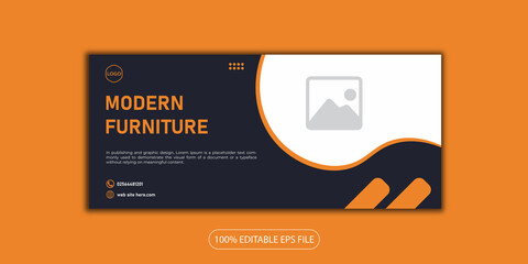 Modern furniture web banner facebook cover design template  - obrazy, fototapety, plakaty