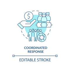 Coordinated response turquoise concept icon. Future pandemic outbreaks preparedness abstract idea thin line illustration. Isolated outline drawing. Editable stroke. Arial, Myriad Pro-Bold fonts used