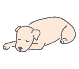 うつ伏せで寝る犬のイラスト