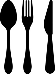 restaurant cutlery icons. Logotype menu. Set in flat style. Silhouette of cutlery. Restaurant food icon. Dinner sign. Hotel service symbol