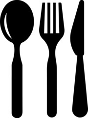 restaurant cutlery icons. Logotype menu. Set in flat style. Silhouette of cutlery. Restaurant food icon. Dinner sign. Hotel service symbol