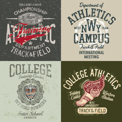 Vintage track and field college athletic department vector collection for t shirt sport wear - 509573928
