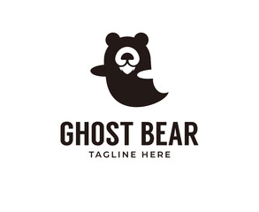 Fototapeta premium ghost Grizzly bear or honey bear or polar bear head face silhouette logo design icon