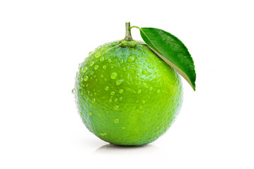 green lime with leaf