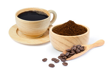 coffee beans and cup of hot drink