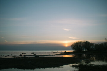 Fototapeta na wymiar Sunset on the beach, Baltic Sea, Gulf of Finland