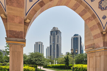 beautiful large mosque decorated with beautiful patterns