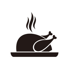 Chicken icon. chicken dish vector. chicken vector. chicken on plate vector illustration