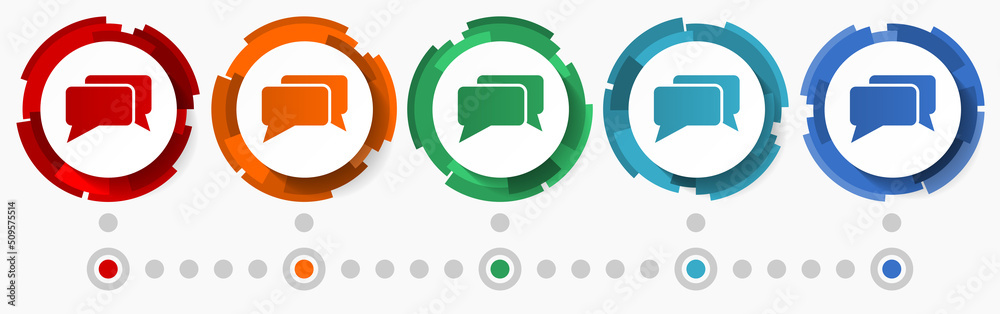 Poster Message, bubble, dialog concept vector icon set, flat design pointers, infographic template