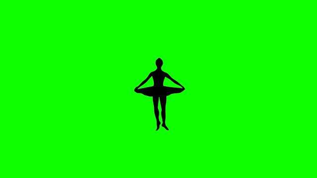 Dancing ballerina, animation on the green background