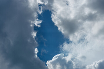 
blue sky surrounded by clouds
