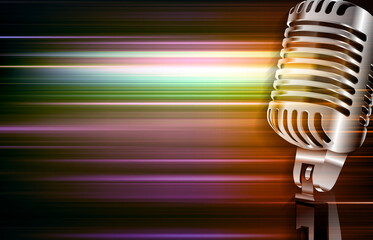abstract dark blur music background with retro microphone - 509576906