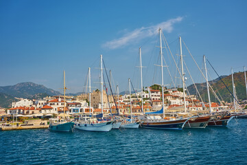 Fototapeta na wymiar Marmaris Marina view in Turkey