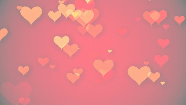 Pink background of flowing animated hearts
