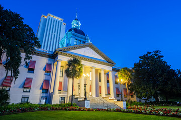 Tallahassee, Florida, USA at the Old and New Capitol Building