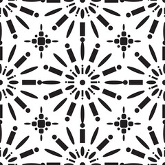Seamless African Shweshwe Design Pattern in Black and White for Fabric and Textile Print