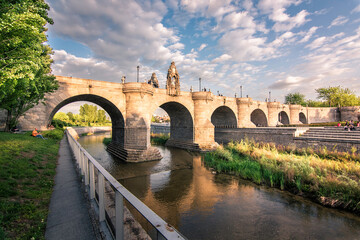 Obraz premium Bridge of Toledo in the park of Madrid river (Madrid).