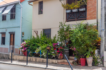 Fototapeta na wymiar House with garden in Le Marin, Martinique, France