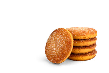 Shortbread orange cookies isolated on white background.