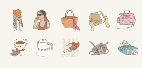 set of fashion accessories