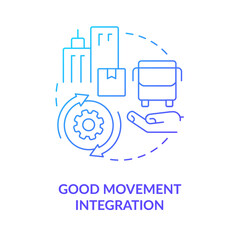 Good movement integration blue gradient concept icon. Logistic integration. Maas requirement abstract idea thin line illustration. Isolated outline drawing. Myriad Pro-Bold font used