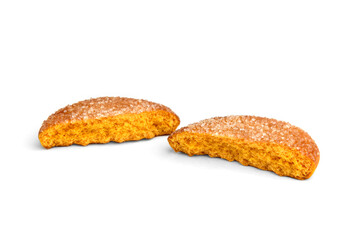 Shortbread orange cookies isolated on white background.