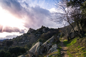 Sunset in the Sierra de la Cabrera, Madrid.