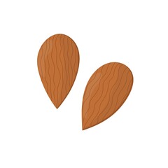 Almonds element isolated on white. Nuts in cartoon style print. Vector illustration