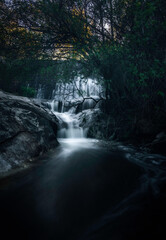 Fototapeta premium Waterfall in the Jobalo stream, El Berrueco, Madrid